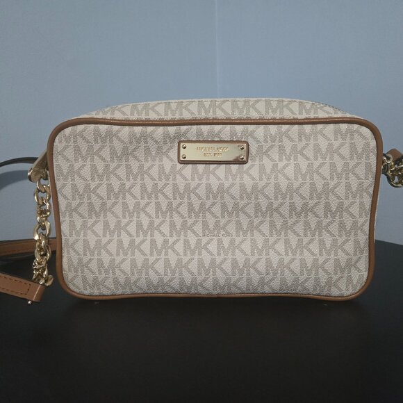 MICHAEL Michael Kors: Jet Set Travel Logo Crossbody Bag - Picture 1 of 5